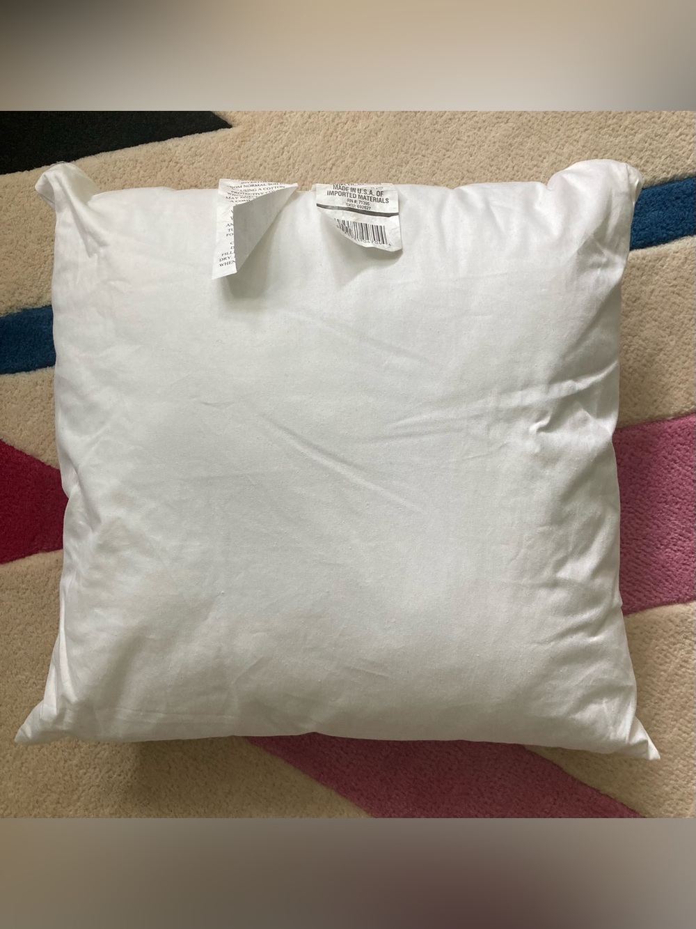 West Elm White Throw Pillow Insert Form Decorative 18”x18”  Cotton USA Made